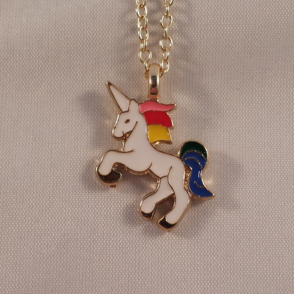 Kristy's Jewels Other - Gold Plated Rainbow Color Unicorn Horse Charm Pendant Necklace 18" Party Gift